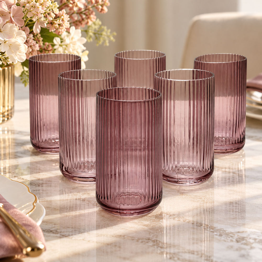 Ribbed Highball Glasses 16 oz 6pk