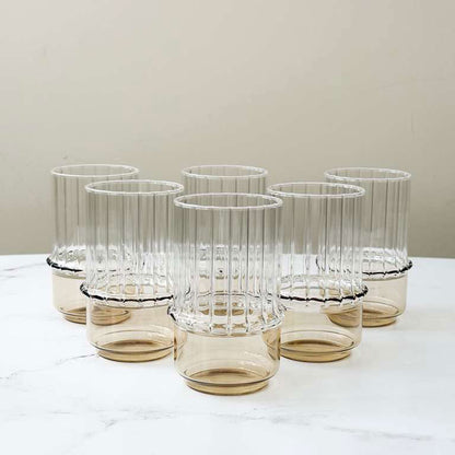 Colored Base & Ribbed Highball Glasses 6pk