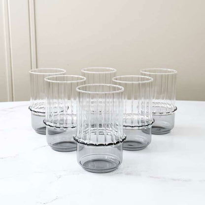 Colored Base & Ribbed Highball Glasses 6pk