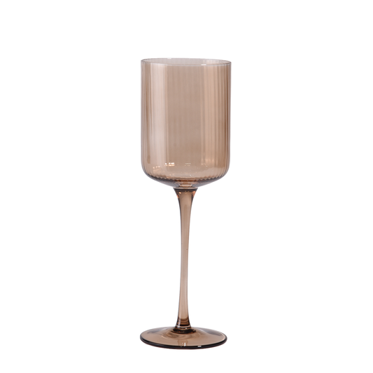 Amber Ribbed Wine Stem Glasses 6pk