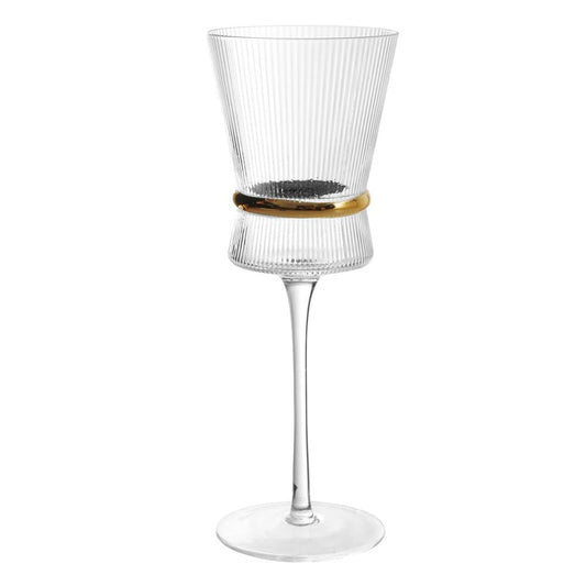 Ribbed Stem Wine Glasses with Band 6pk