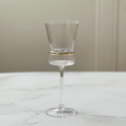 Ribbed Stem Wine Glasses with Band 6pk