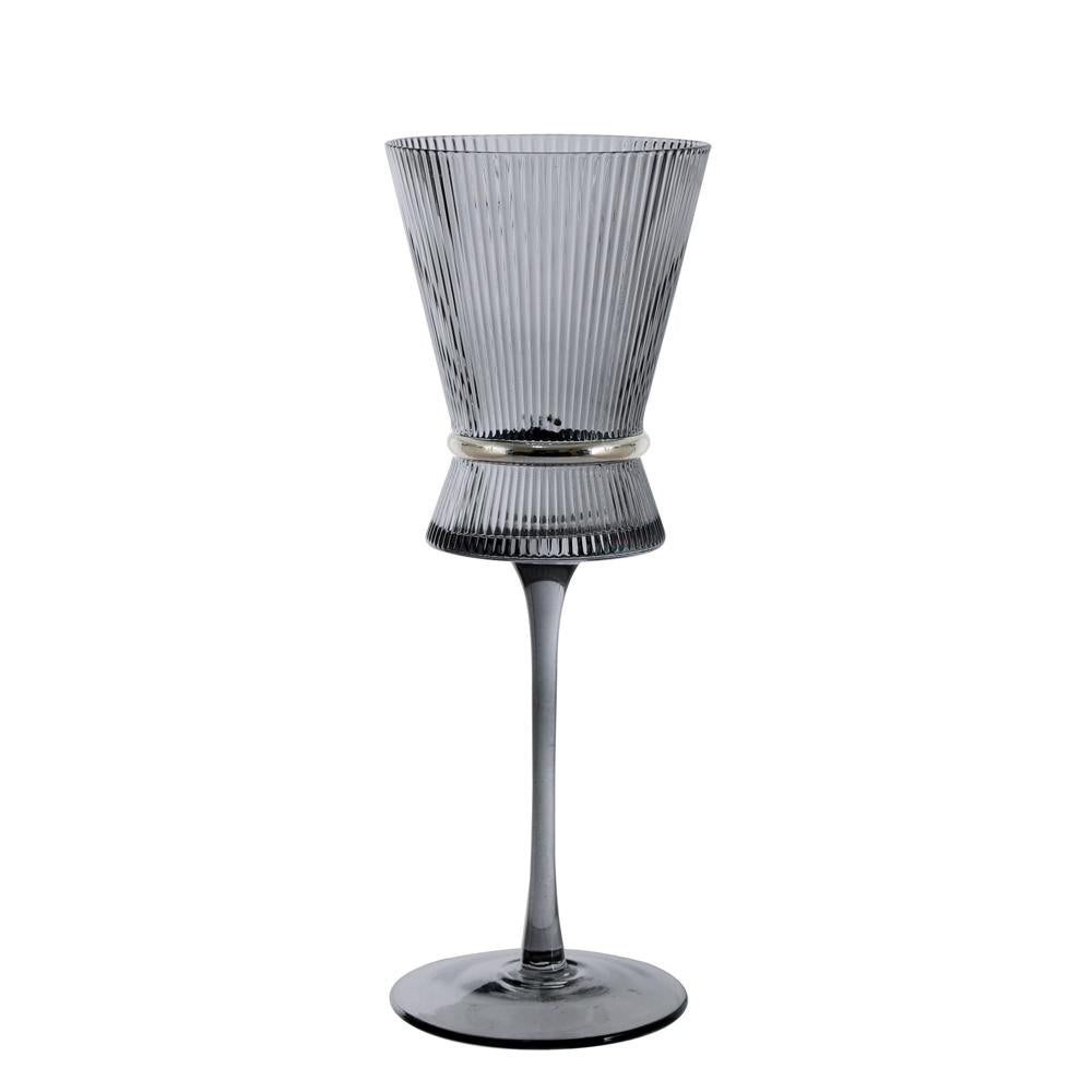 Ribbed Stem Wine Glasses with Band 6pk