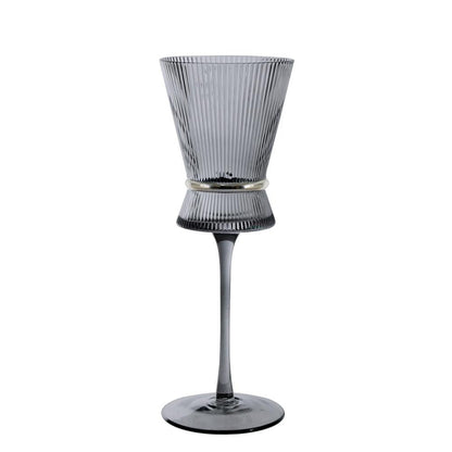 Ribbed Stem Wine Glasses with Band 6pk