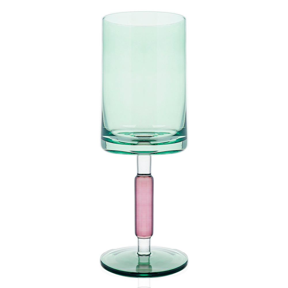 Purple & Green Stem Wine Glasses 6pk