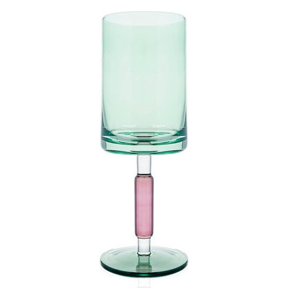 Purple & Green Stem Wine Glasses 6pk