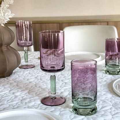 Purple & Green Stem Wine Glasses 6pk