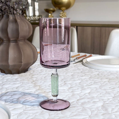 Purple & Green Stem Wine Glasses 6pk