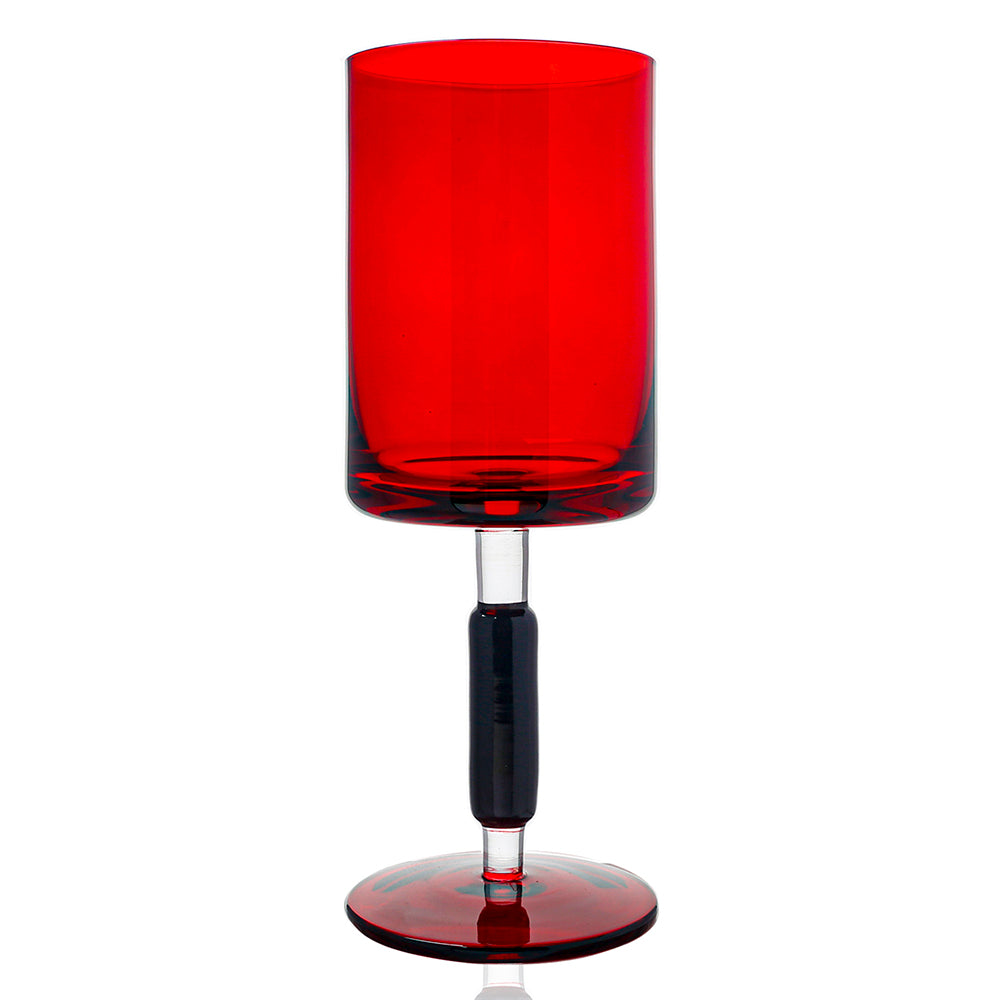 Red & Black Stem Wine Glasses 6pk