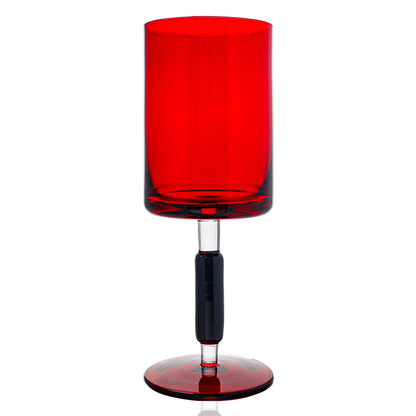 Red & Black Stem Wine Glasses 6pk
