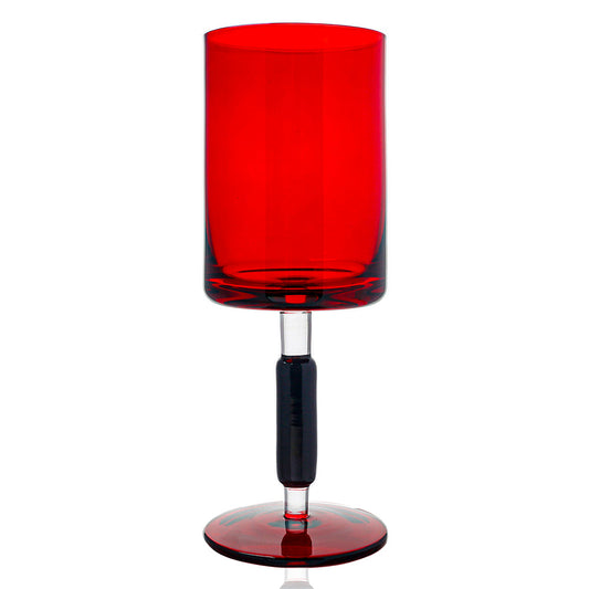 Red & Black Stem Wine Glasses 6pk