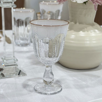 Wine Stem Glass with Gold Rim 6pk