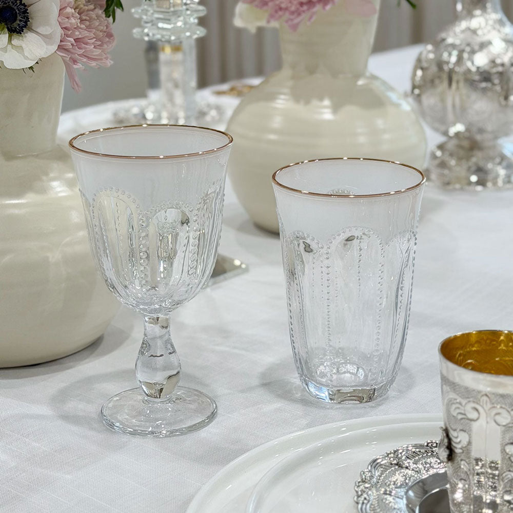 Textured  Highball Glasses with Gold Rim 6pk