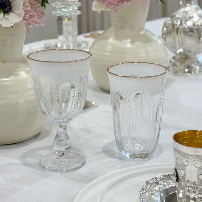Textured  Highball Glasses with Gold Rim 6pk
