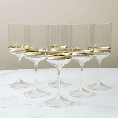 Stem Wine Glasses with Band 6pk