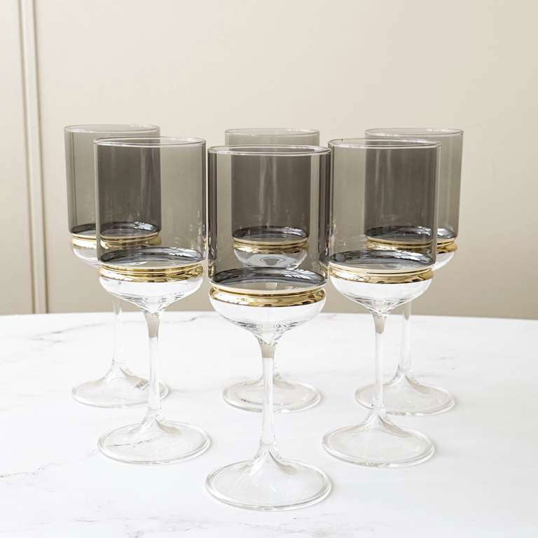 Colored Stem Wine Glasses with Band 6pk