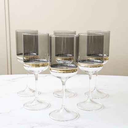 Colored Stem Wine Glasses with Band 6pk