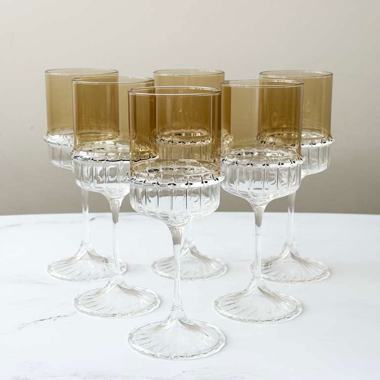 Colored Stem Wine Glasses  6pk