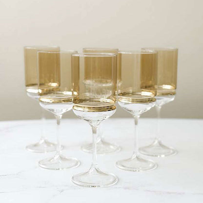 Colored Stem Wine Glasses with Band 6pk