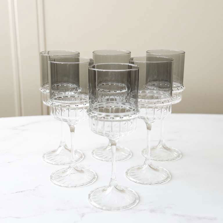 Colored Stem Wine Glasses  6pk