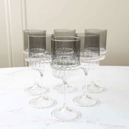 Colored Stem Wine Glasses  6pk