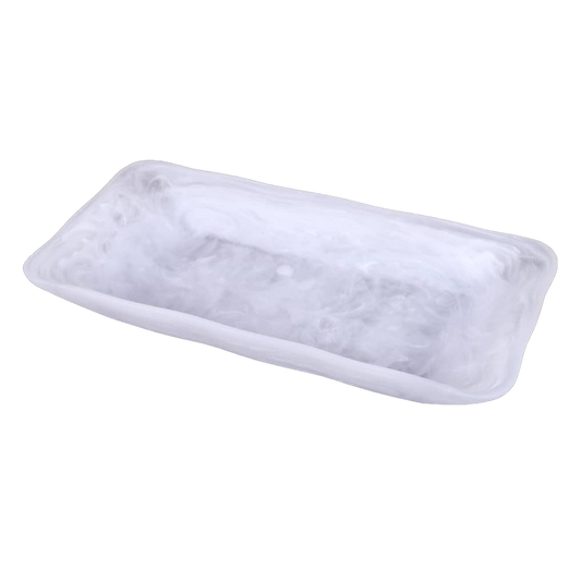 Resin White Swirl Tray