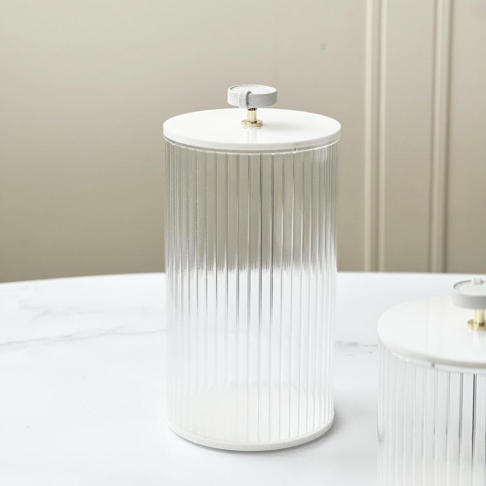 Corrugated Lucite Cookie Jar with Leatherette Handle