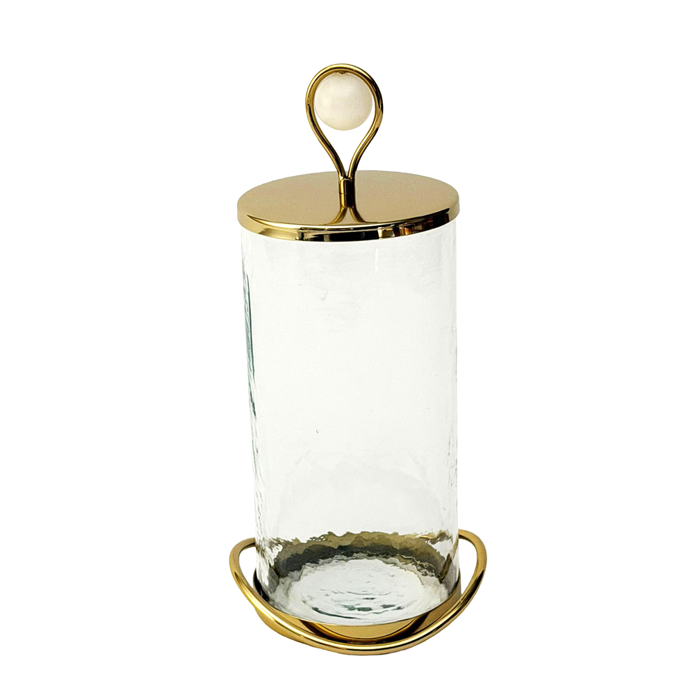 Elegant Glass Cookie Jar With Gold Lid and Base