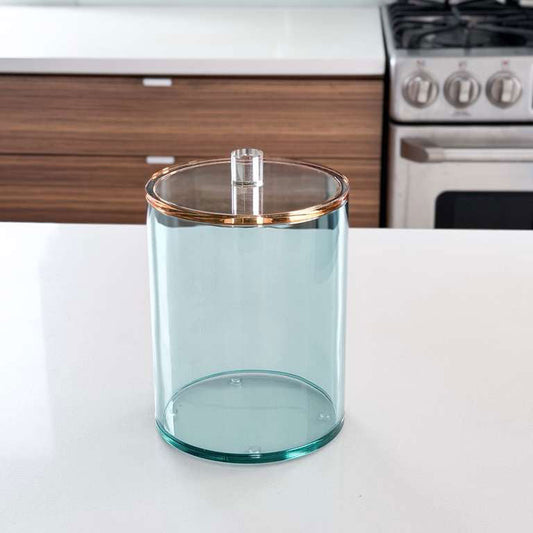 Teal Lucite Cookie Jar with Amber Lid