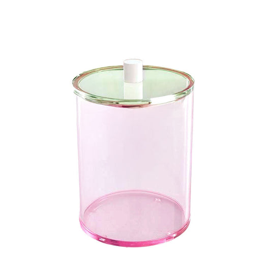 Pink Lucite Cookie Jar with Green Lid