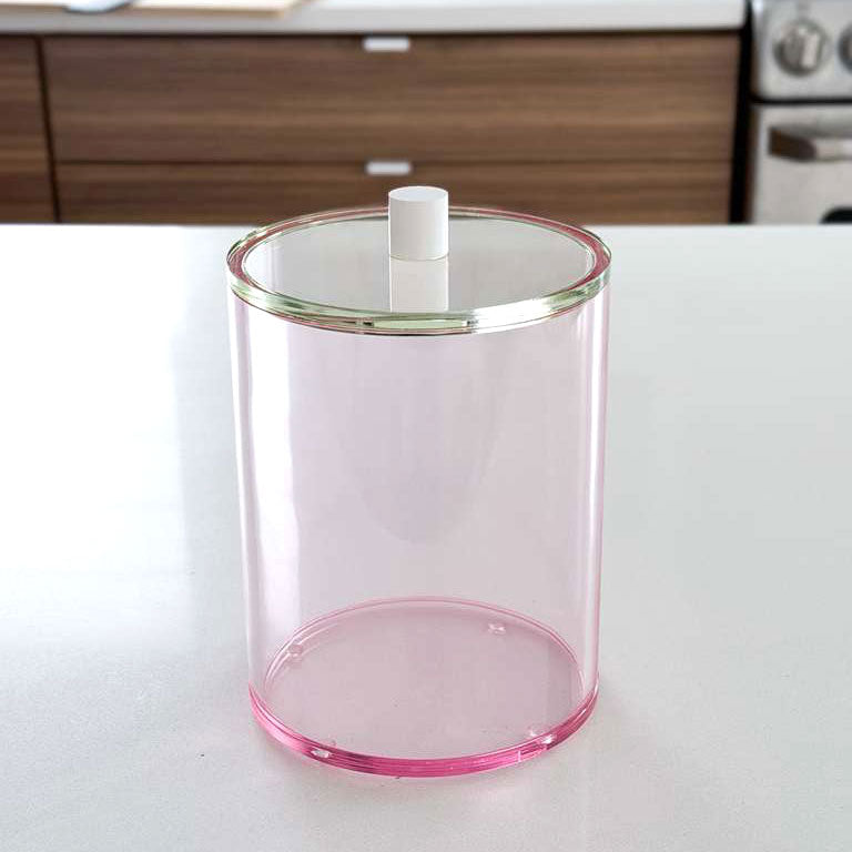 Pink Lucite Cookie Jar with Green Lid