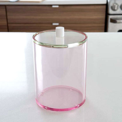 Pink Lucite Cookie Jar with Green Lid