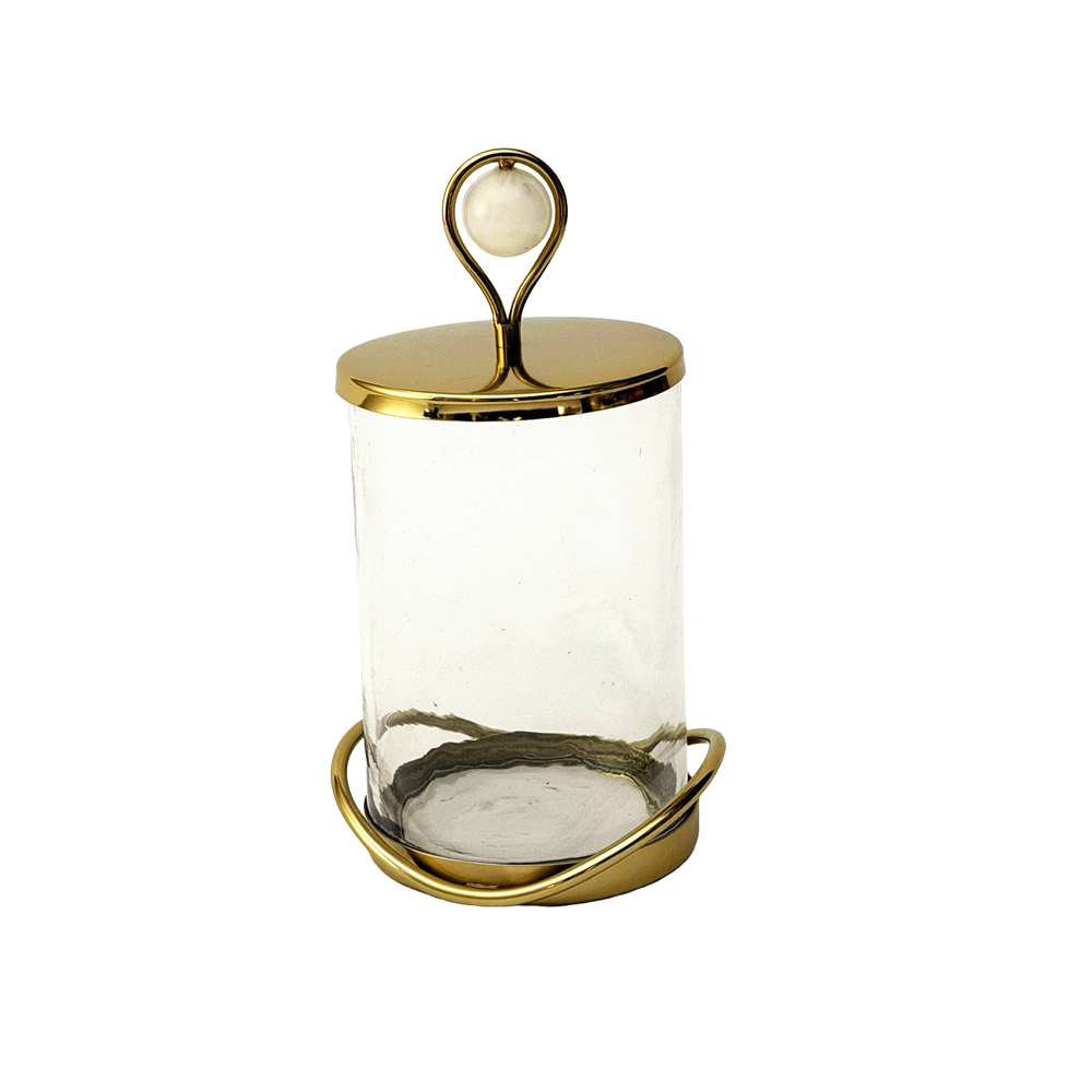 Elegant Glass Cookie Jar With Gold Lid and Base