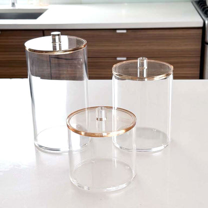 Clear Lucite Cookie Jars with Amber Lid