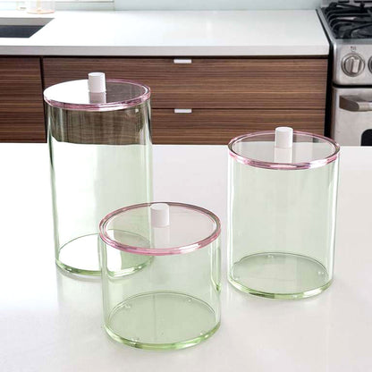 Green Lucite Cookie Jars with Pink Lid