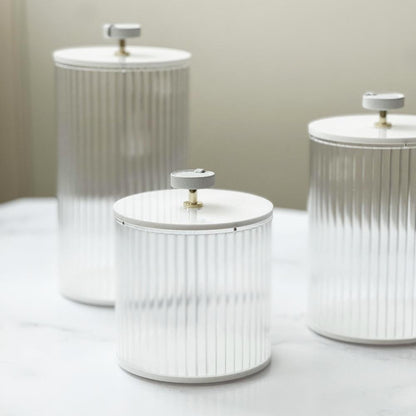 Corrugated Lucite Cookie Jar with Leatherette Handle