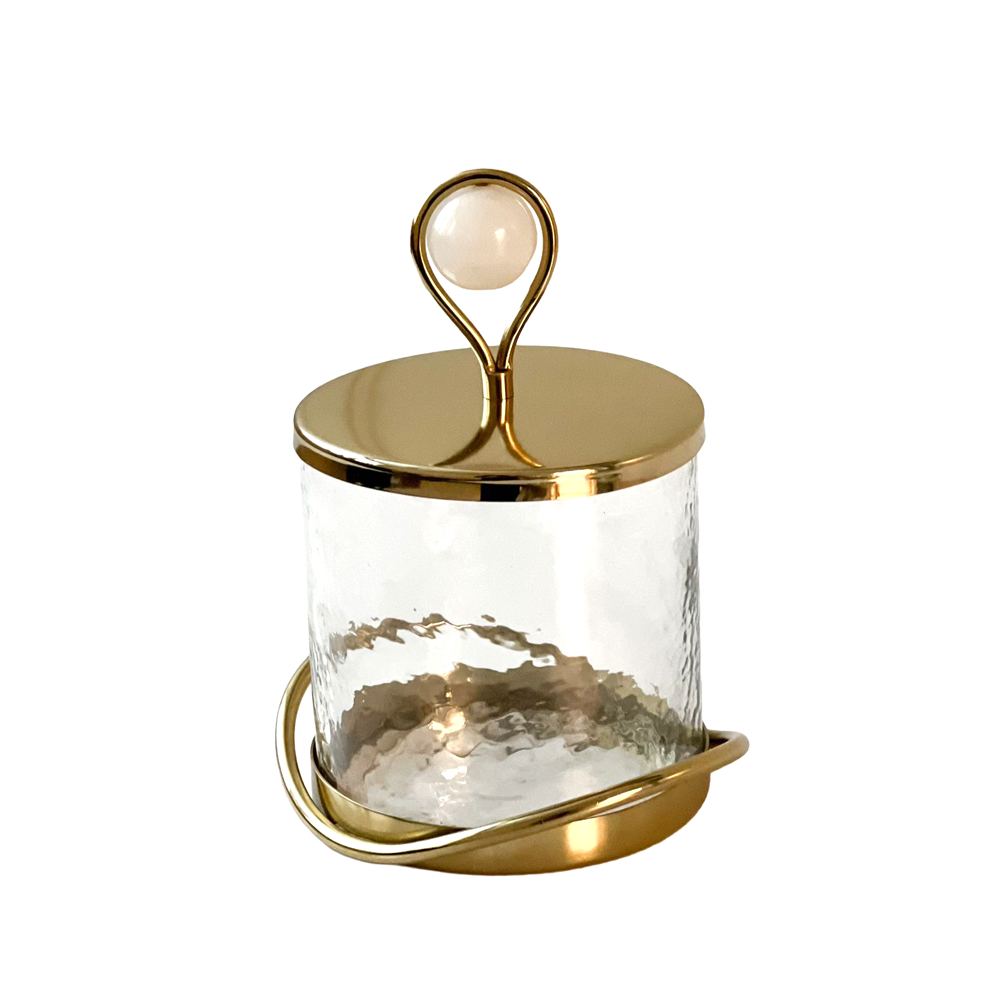 Elegant Glass Cookie Jar With Gold Lid and Base
