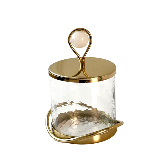 Elegant Glass Cookie Jar With Gold Lid and Base