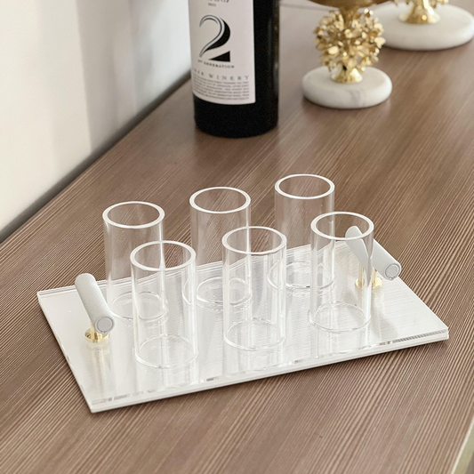 Corrugated Lucite Shot Glasses & Tray