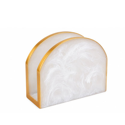Resin Snow Drift Napkin Holder with Gold Trim