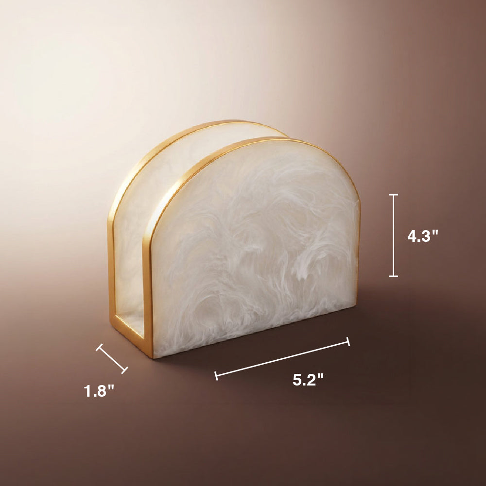 Resin Snow Drift Napkin Holder with Gold Trim