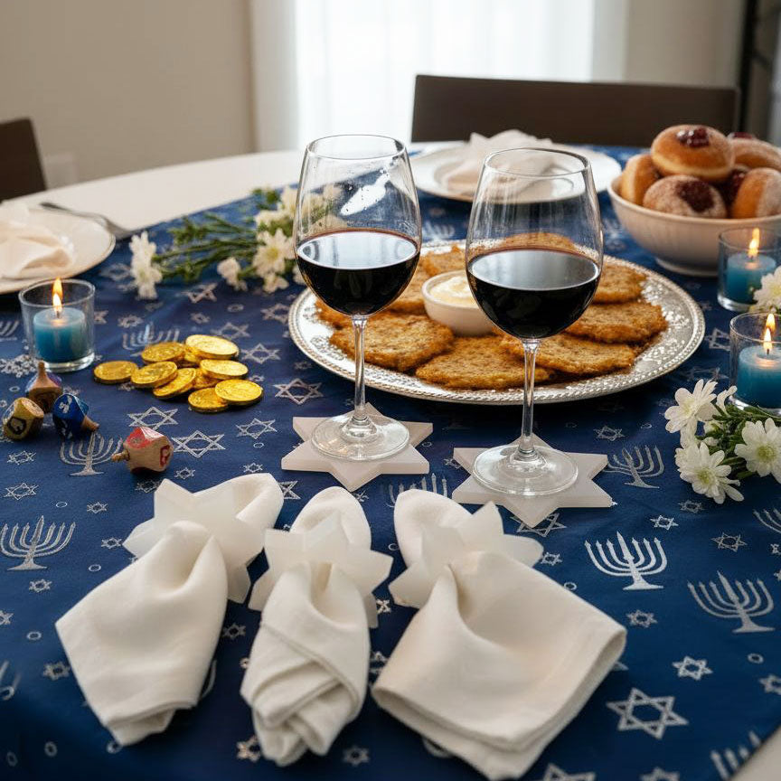 Resin White Swirl Star of David Coasters 4pk