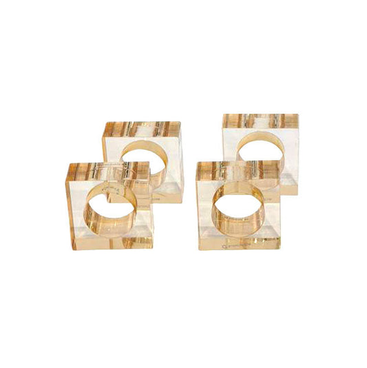 Amber Lucite Napkin Rings 4pk