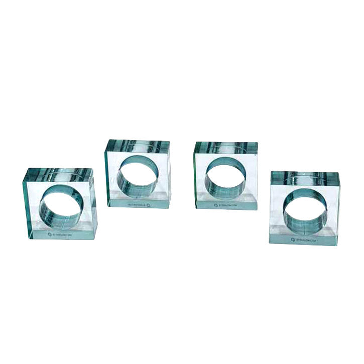 Teal Lucite Napkin Rings 4pk