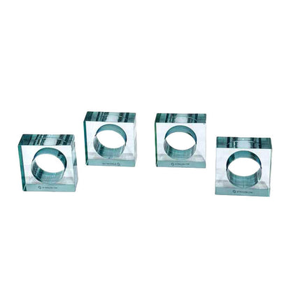 Teal Lucite Napkin Rings 4pk