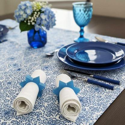 Resin Blue Dusk Star of David Napkin Rings 4pk
