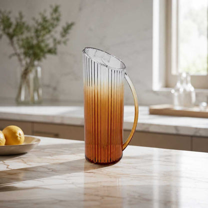 Amber Corrugated Lucite Pitcher