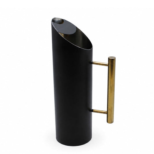Matte Black Stainless Steel Pitcher with Gold Handle