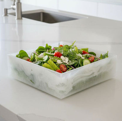 Resin Snow Drift Square Salad Bowl