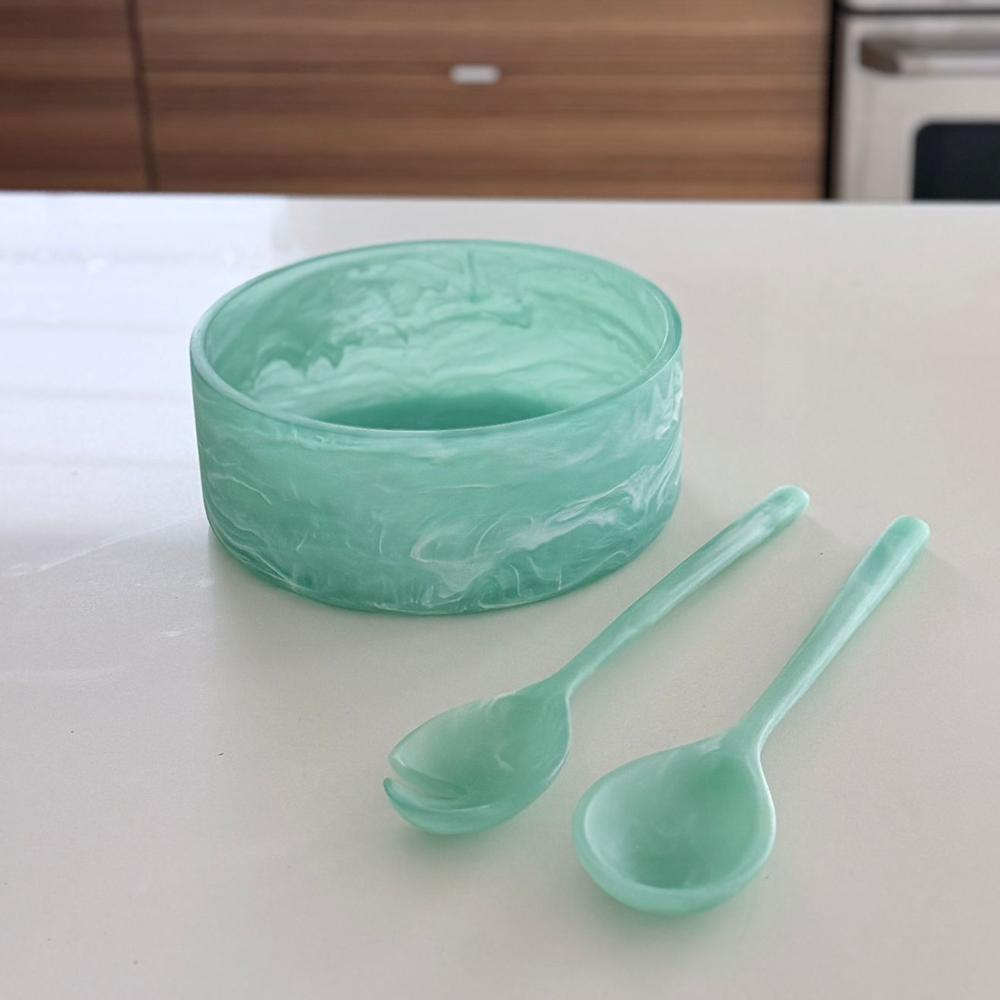 Resin Sage Green Salad Bowl